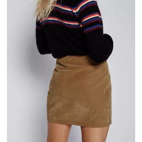 Free People Oh Snap Vegan Leather Mini Skirt Womens Size 6 Tan Brown OB527316 - Picture 4 of 12